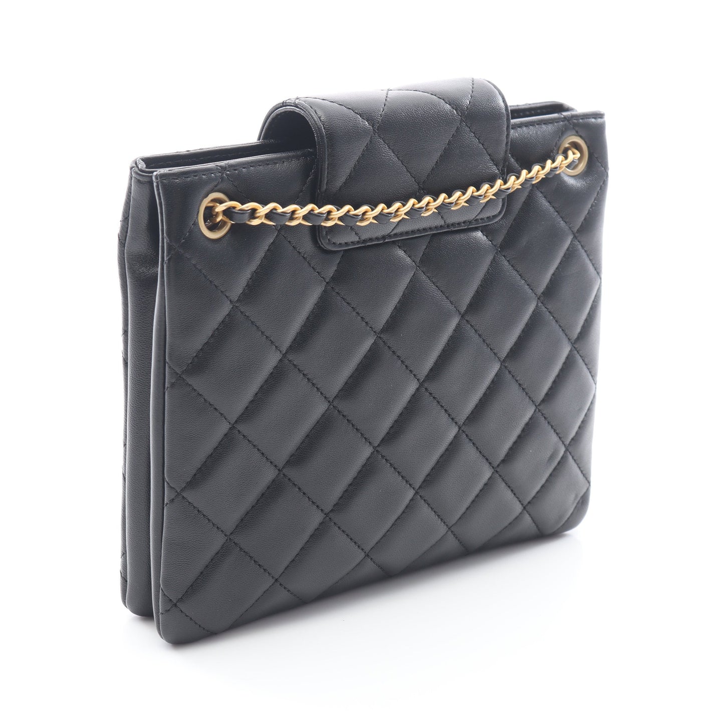 マトラッセ Wチェーンショルダーバッグ ラムスキン ブラック ゴールド金具 シャネル バッグ CHANEL