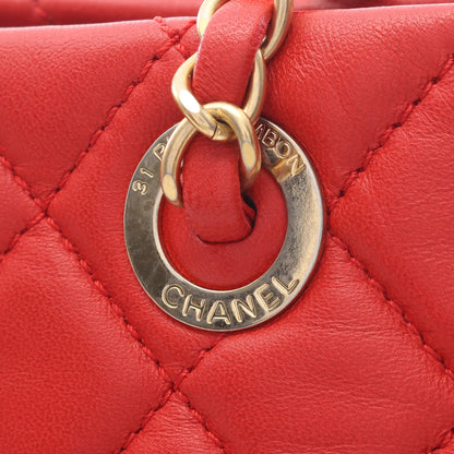 マトラッセ チェーンショルダーバッグ チェーントートバッグ ラムスキン レッド ゴールド金具 シャネル バッグ CHANEL