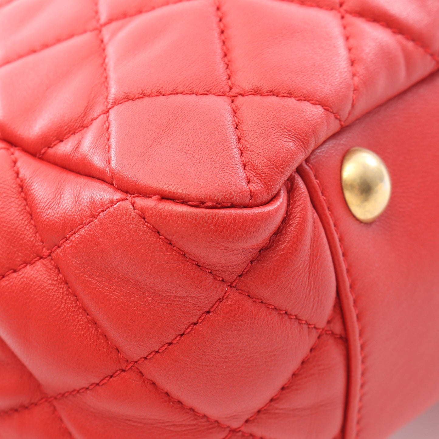 マトラッセ チェーンショルダーバッグ チェーントートバッグ ラムスキン レッド ゴールド金具 シャネル バッグ CHANEL