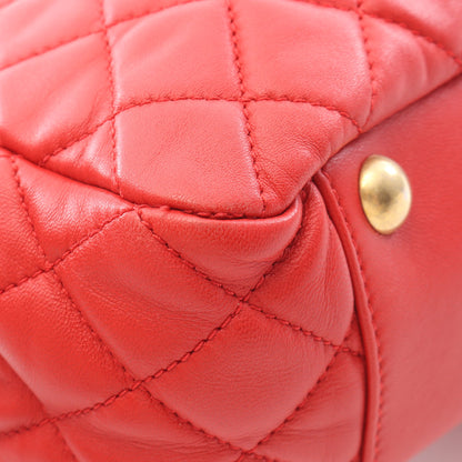 マトラッセ チェーンショルダーバッグ チェーントートバッグ ラムスキン レッド ゴールド金具 シャネル バッグ CHANEL