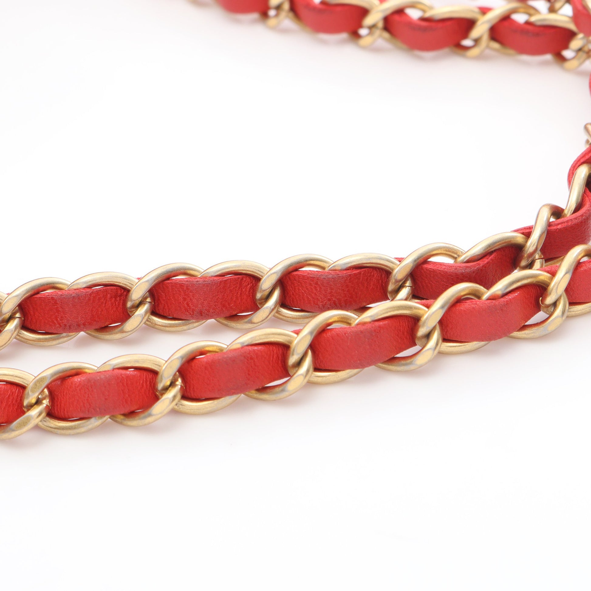 マトラッセ チェーンショルダーバッグ チェーントートバッグ ラムスキン レッド ゴールド金具 シャネル バッグ CHANEL