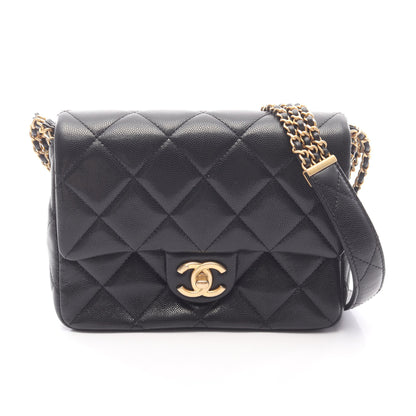 マトラッセ チェーンショルダーバッグ ソフトキャビアスキン ブラック ゴールド金具 シャネル バッグ CHANEL