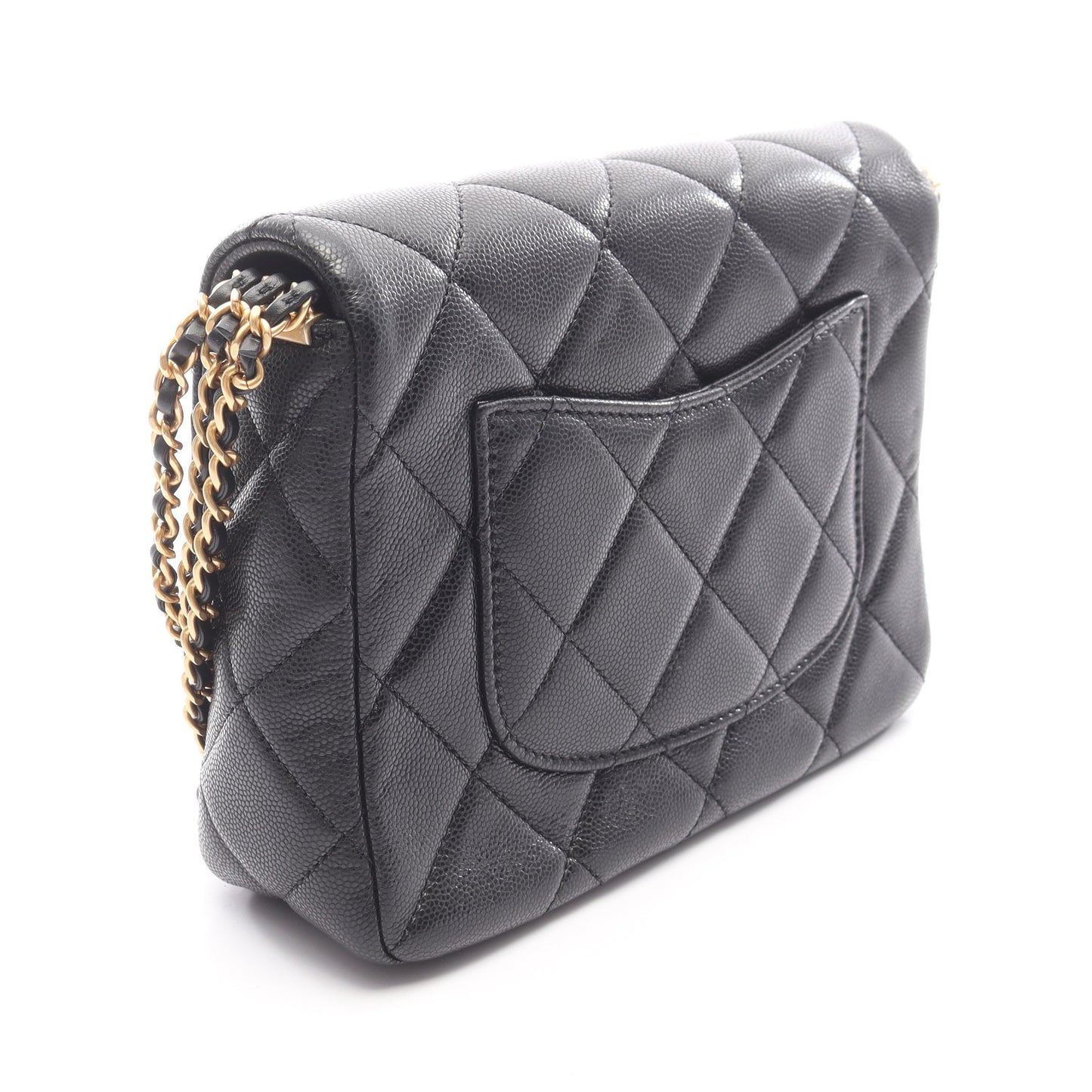 マトラッセ チェーンショルダーバッグ ソフトキャビアスキン ブラック ゴールド金具 シャネル バッグ CHANEL
