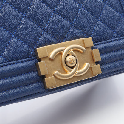ボーイシャネル スモール チェーンショルダーバッグ キャビアスキン ダークブルー ゴールド金具 シャネル バッグ CHANEL