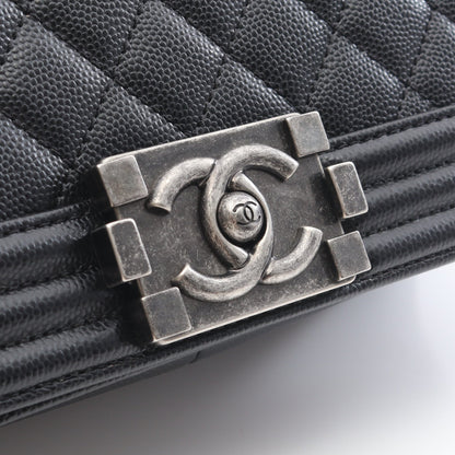 ボーイシャネル チェーンショルダーバッグ キャビアスキン ブラック アンティークシルバー金具 シャネル バッグ CHANEL