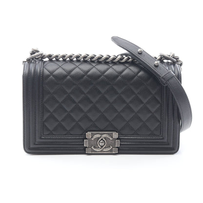 ボーイシャネル チェーンショルダーバッグ キャビアスキン ブラック アンティークシルバー金具 シャネル バッグ CHANEL