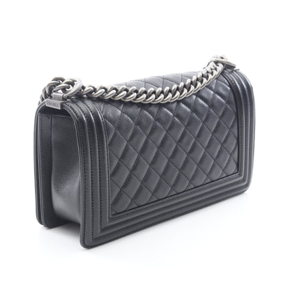 ボーイシャネル チェーンショルダーバッグ キャビアスキン ブラック アンティークシルバー金具 シャネル バッグ CHANEL