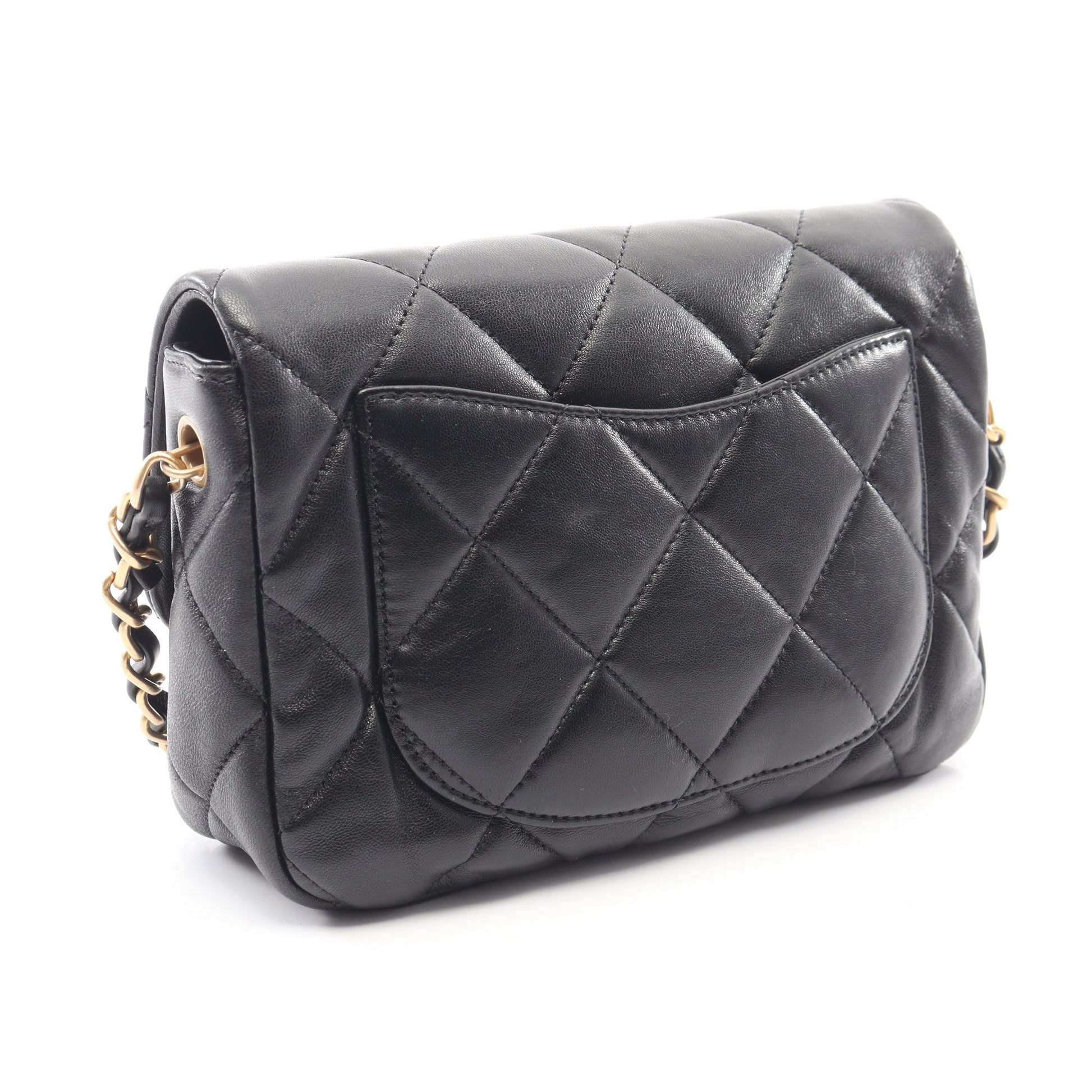 マトラッセ ハートロック チェーンショルダーバッグ ラムスキン ブラック ゴールド金具 シャネル バッグ CHANEL