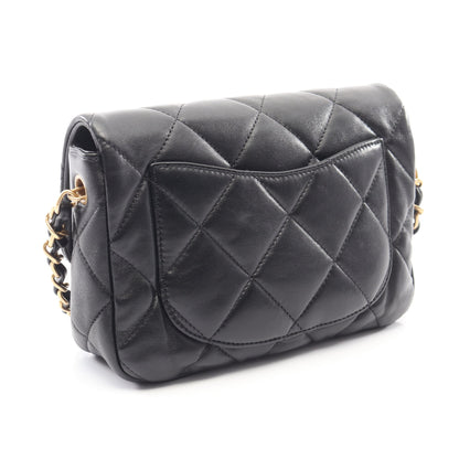 マトラッセ ハートロック チェーンショルダーバッグ ラムスキン ブラック ゴールド金具 シャネル バッグ CHANEL