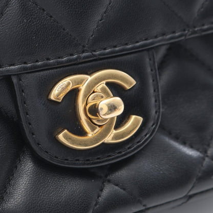 マトラッセ トップハンドル 2WAY チェーンショルダーバッグ ラムスキン ブラック ゴールド金具 シャネル バッグ CHANEL