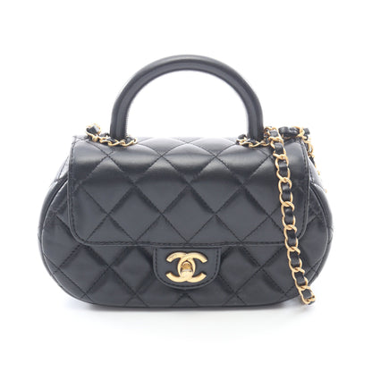 マトラッセ トップハンドル 2WAY チェーンショルダーバッグ ラムスキン ブラック ゴールド金具 シャネル バッグ CHANEL