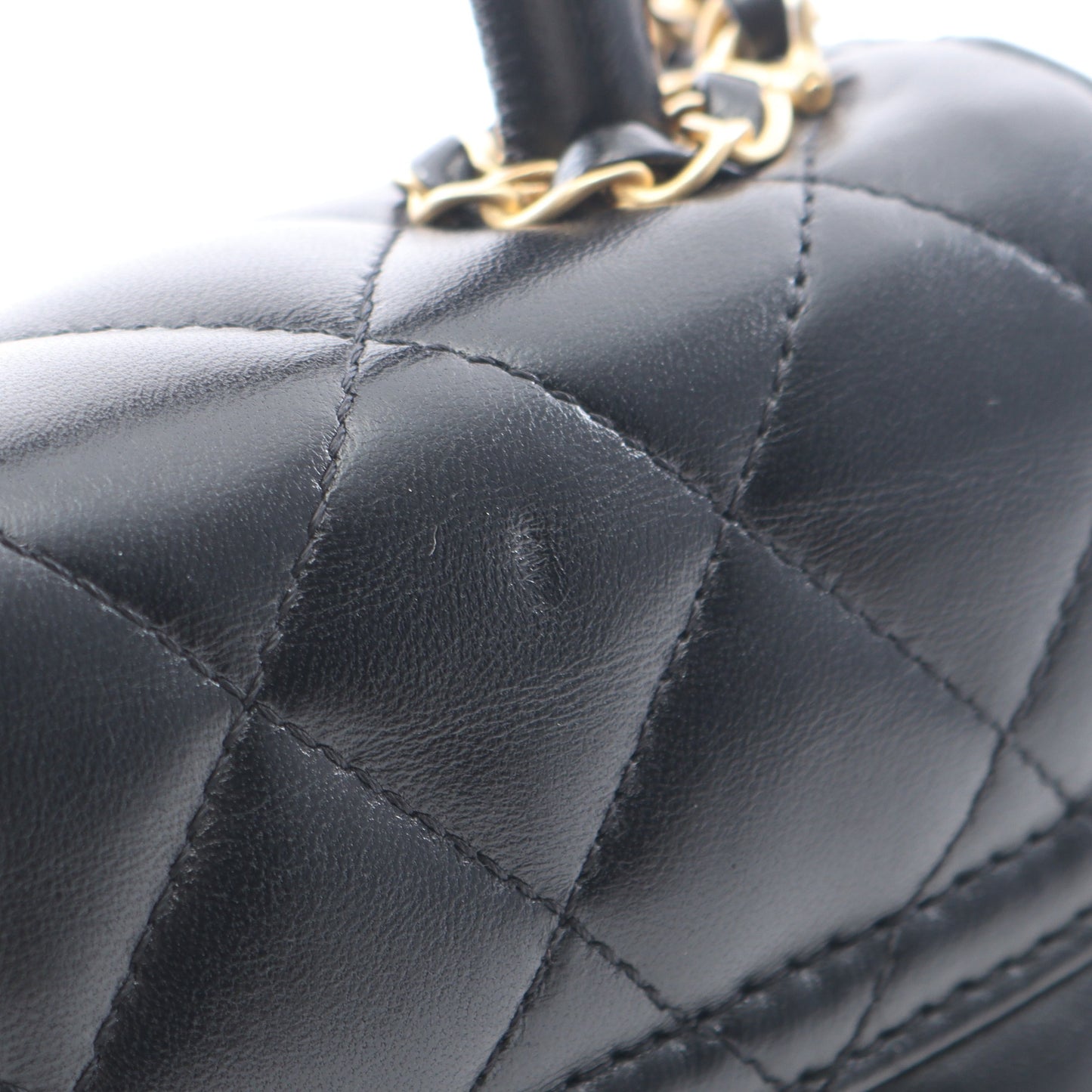 マトラッセ トップハンドル 2WAY チェーンショルダーバッグ ラムスキン ブラック ゴールド金具 シャネル バッグ CHANEL