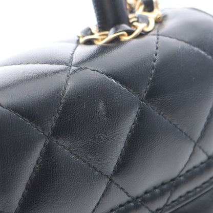 マトラッセ トップハンドル 2WAY チェーンショルダーバッグ ラムスキン ブラック ゴールド金具 シャネル バッグ CHANEL