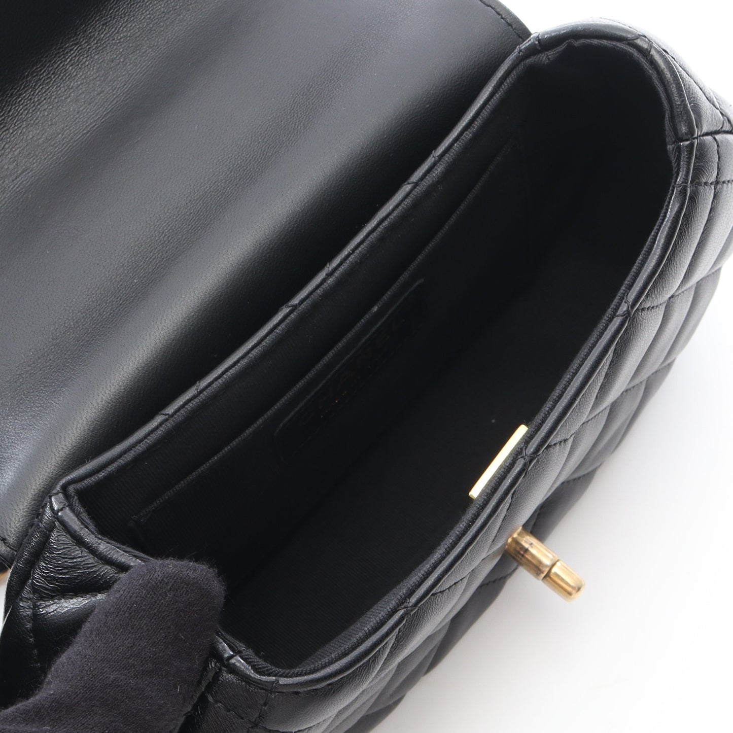 マトラッセ トップハンドル 2WAY チェーンショルダーバッグ ラムスキン ブラック ゴールド金具 シャネル バッグ CHANEL