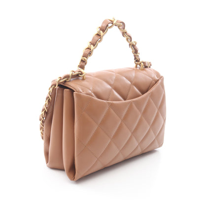 マトラッセ 2WAY チェーンショルダーバッグ レザー ライトブラウン ゴールド金具 シャネル バッグ CHANEL