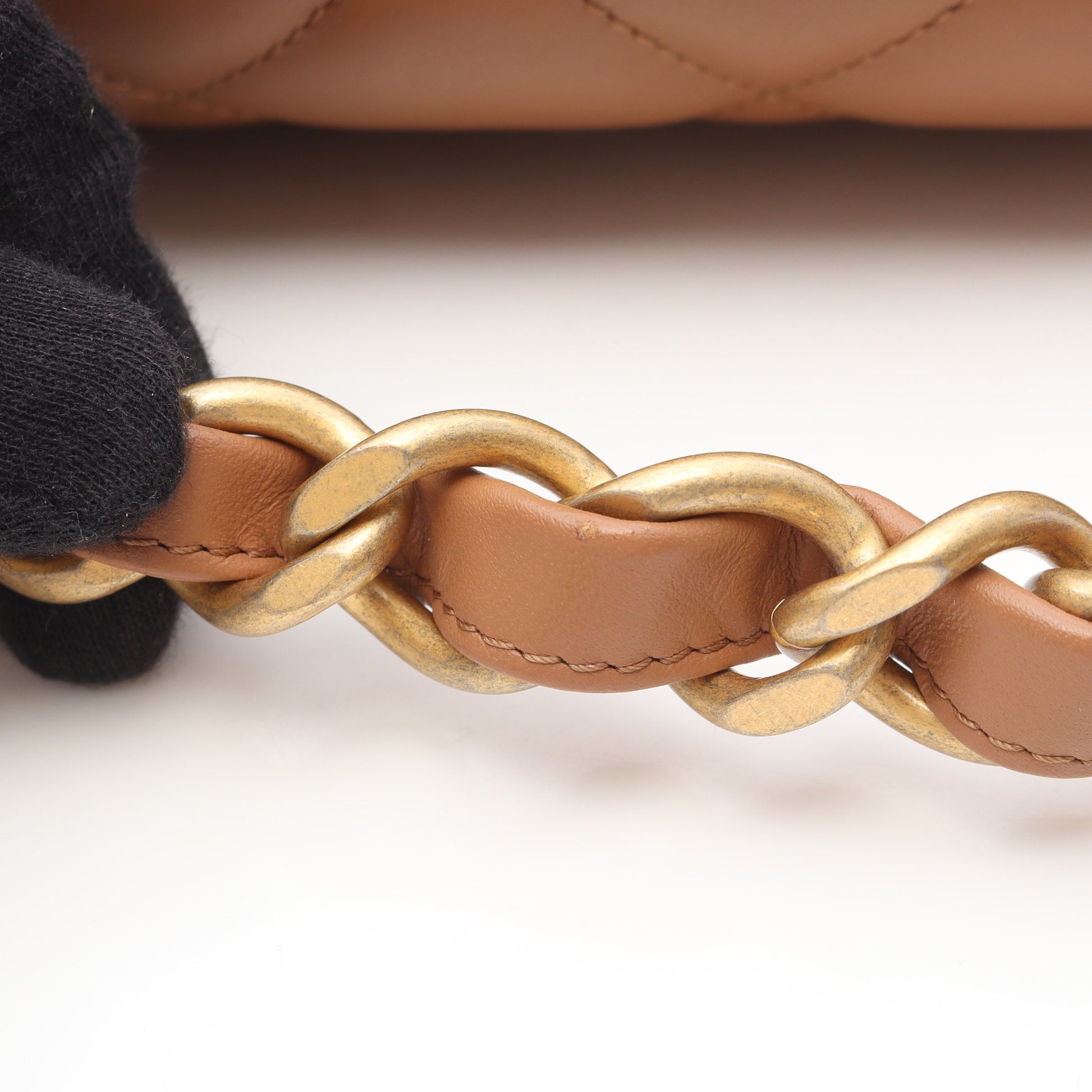 マトラッセ 2WAY チェーンショルダーバッグ レザー ライトブラウン ゴールド金具 シャネル バッグ CHANEL