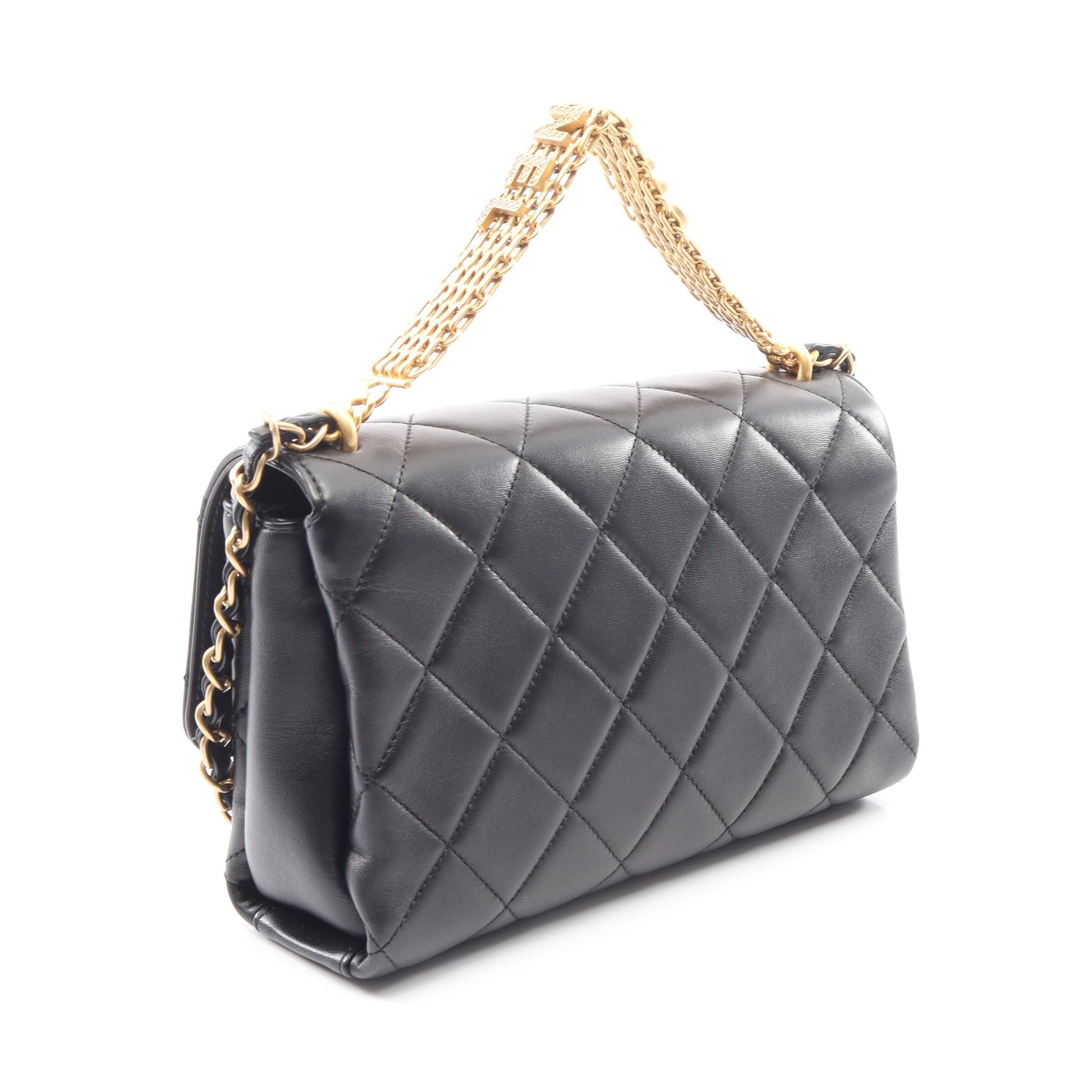 マトラッセ 2WAY チェーンショルダーバッグ ラムスキン ブラック ゴールド金具 シャネル バッグ CHANEL