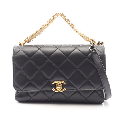 マトラッセ 2WAY チェーンショルダーバッグ ラムスキン ブラック ゴールド金具 シャネル バッグ CHANEL