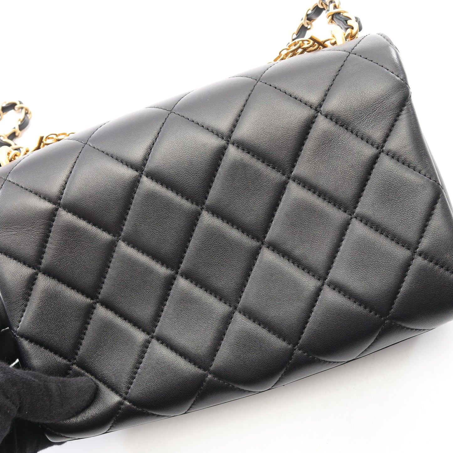 マトラッセ 2WAY チェーンショルダーバッグ ラムスキン ブラック ゴールド金具 シャネル バッグ CHANEL