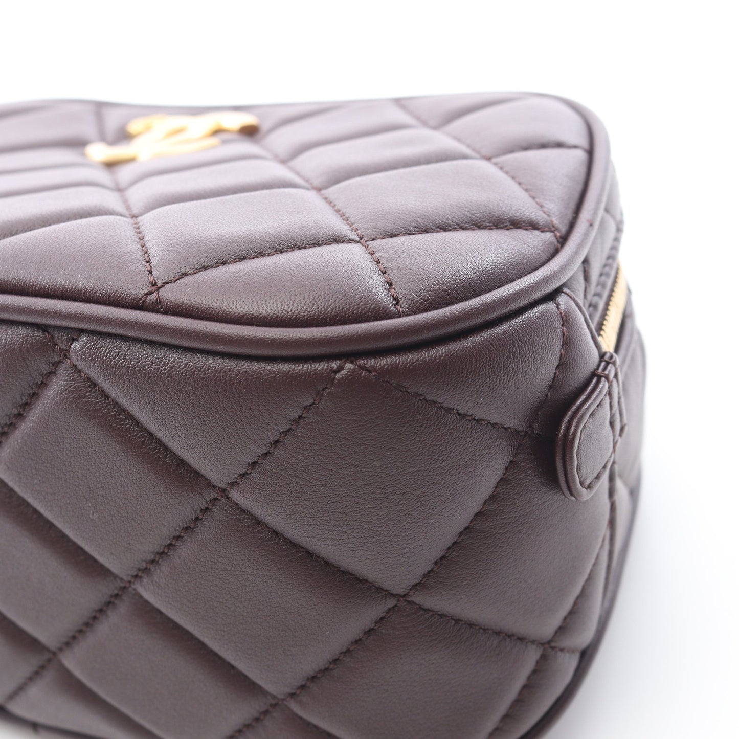 マトラッセ ミニ ボーリング 2WAY チェーンショルダーバッグ ラムスキン ダークブラウン ゴールド金具 シャネル バッグ CHANEL