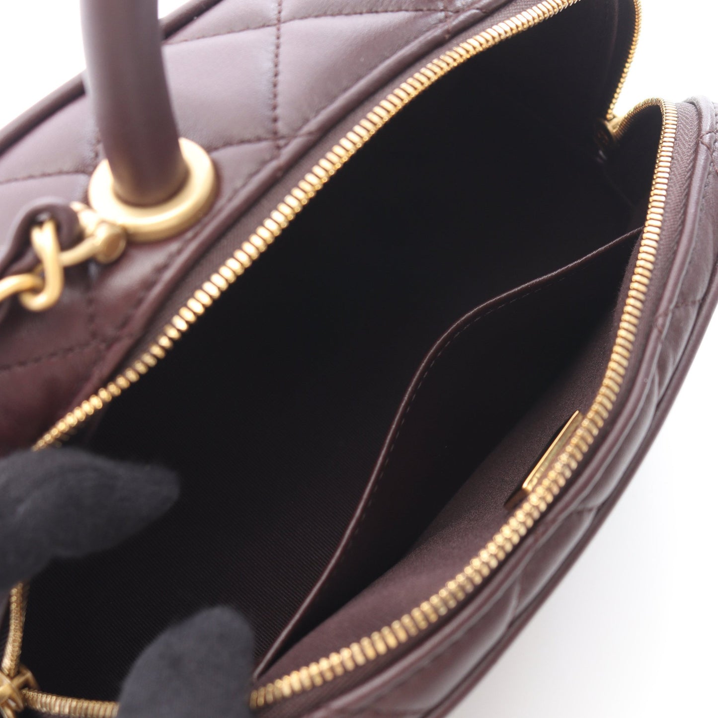 マトラッセ ミニ ボーリング 2WAY チェーンショルダーバッグ ラムスキン ダークブラウン ゴールド金具 シャネル バッグ CHANEL