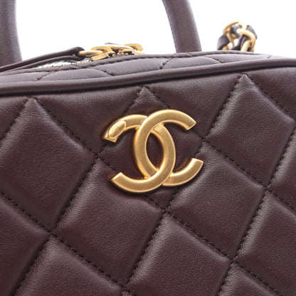 マトラッセ ミニ ボーリング 2WAY チェーンショルダーバッグ ラムスキン ダークブラウン ゴールド金具 シャネル バッグ CHANEL