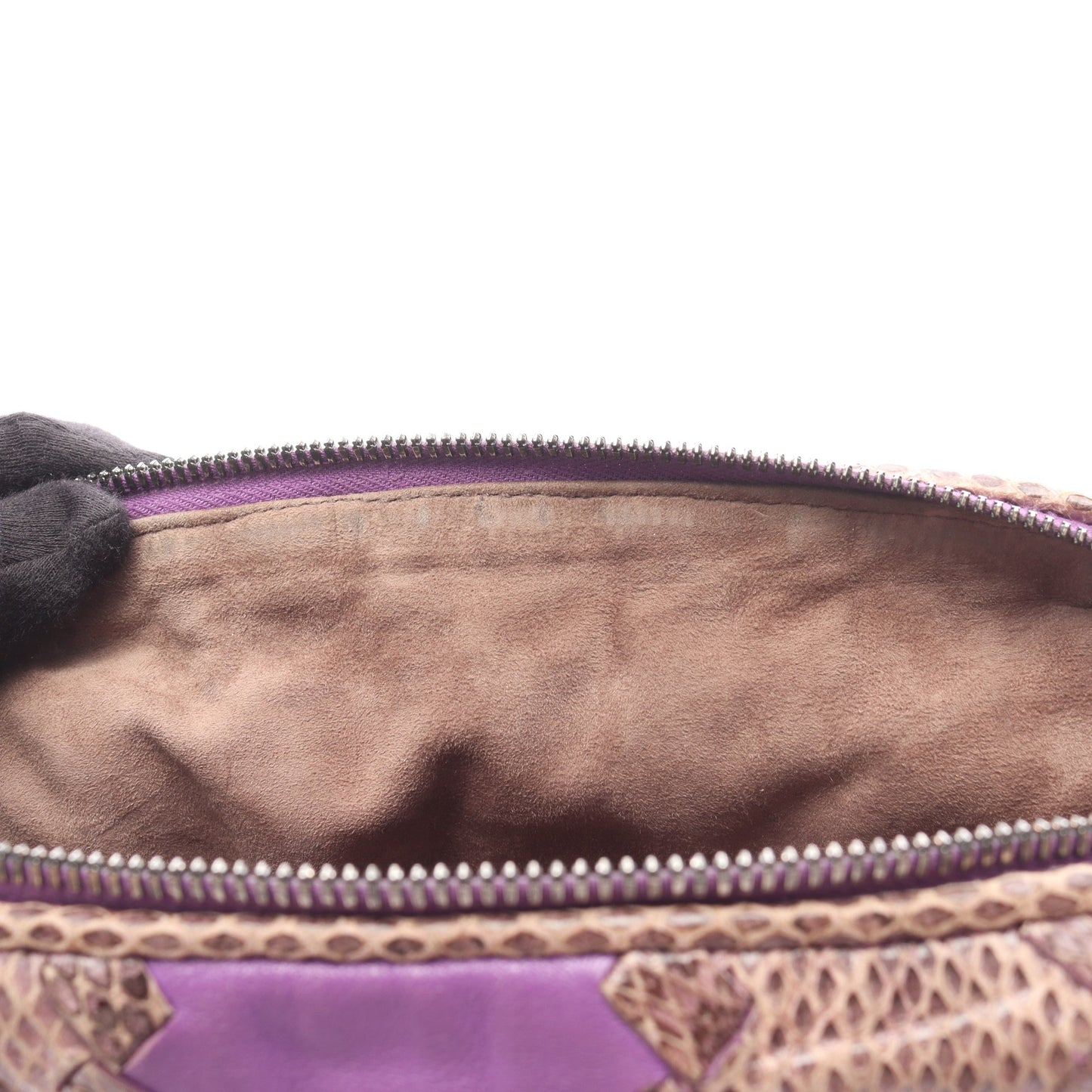 イントレチャート ショルダーバッグ レザー パイソン パープル ブラウン ボッテガヴェネタ バッグ BOTTEGA VENETA