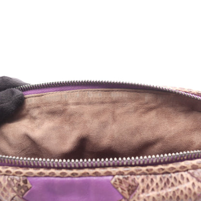 イントレチャート ショルダーバッグ レザー パイソン パープル ブラウン ボッテガヴェネタ バッグ BOTTEGA VENETA