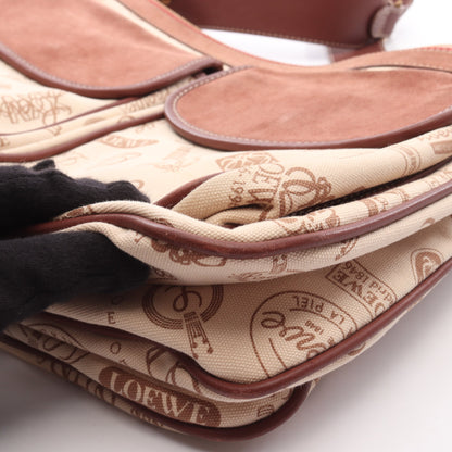 160th Anniversary ショルダーバッグ キャンバス スエード レザー アイボリー ピンクブラウン ブラウン ロエベ バッグ LOEWE