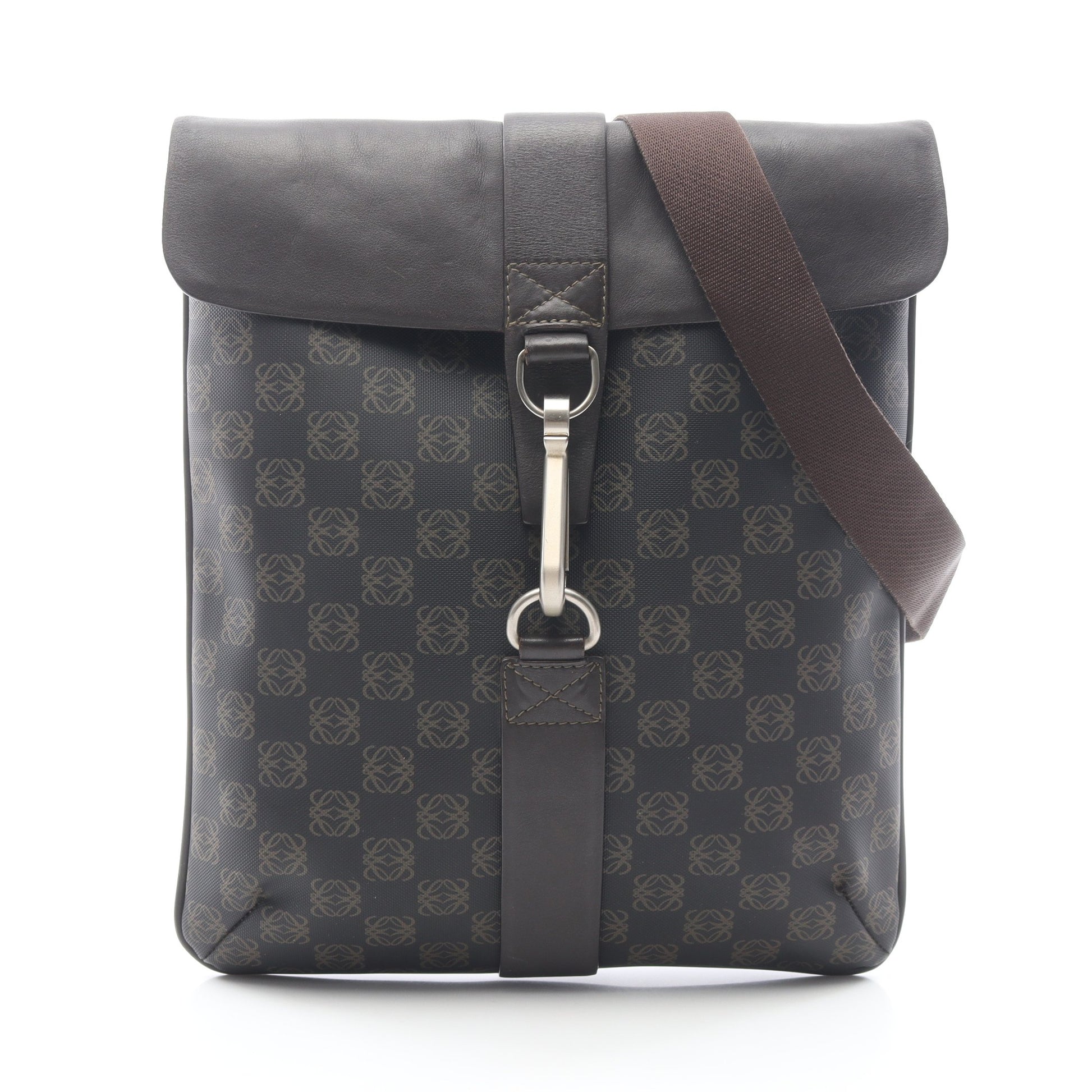 アナグラム ショルダーバッグ PVC レザー ダークブラウン ロエベ バッグ LOEWE