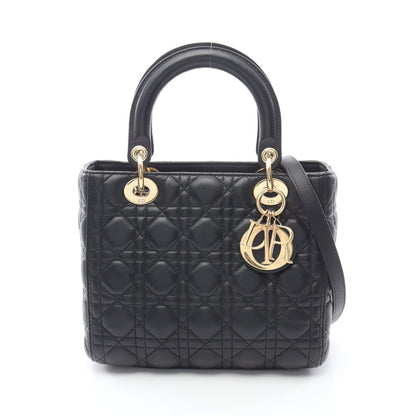LADY DIOR レディディオール 2WAY ハンドバッグ レザー ブラック クリスチャンディオール バッグ Christian Dior