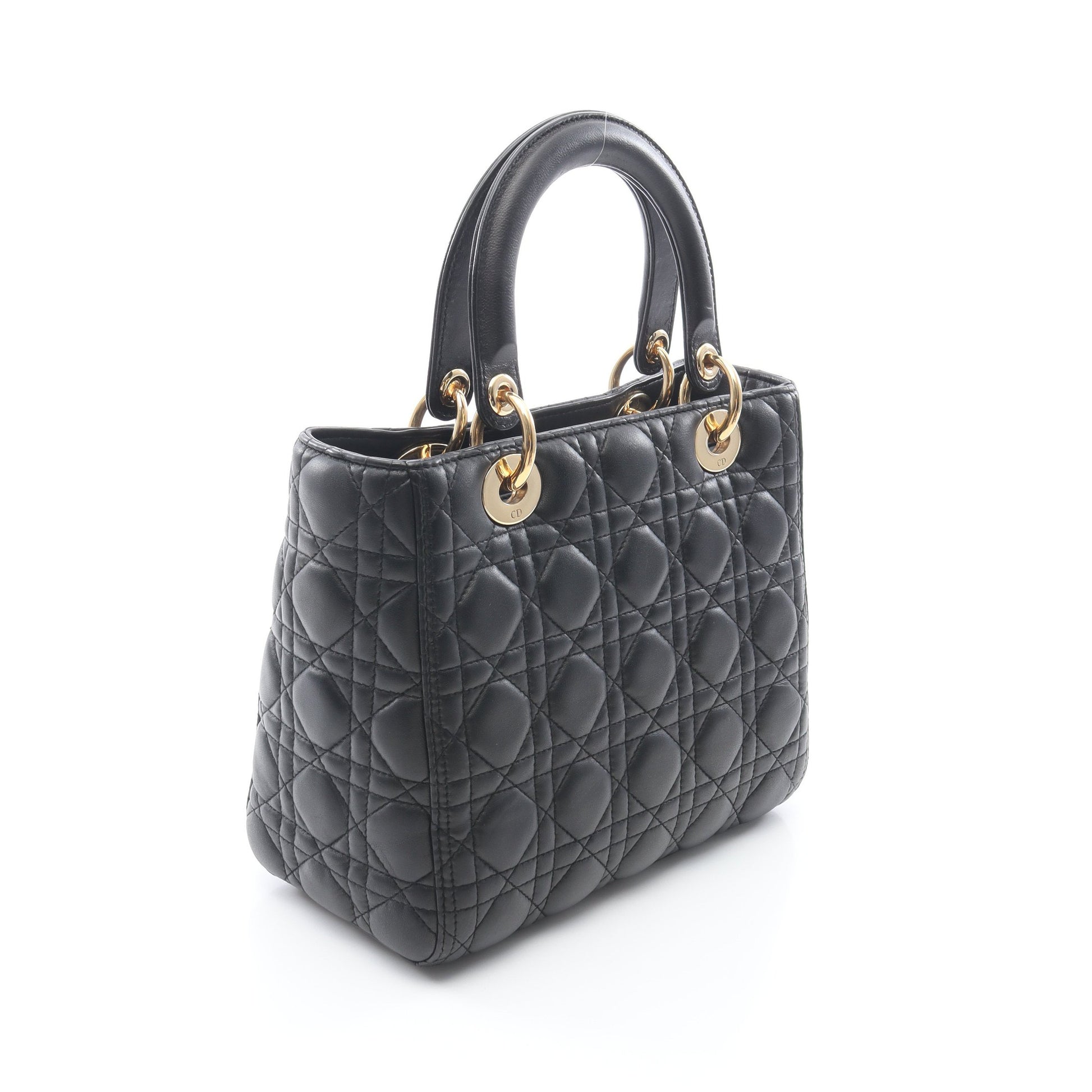 LADY DIOR レディディオール 2WAY ハンドバッグ レザー ブラック クリスチャンディオール バッグ Christian Dior