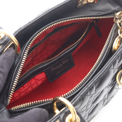 LADY DIOR レディディオール 2WAY ハンドバッグ レザー ブラック クリスチャンディオール バッグ Christian Dior