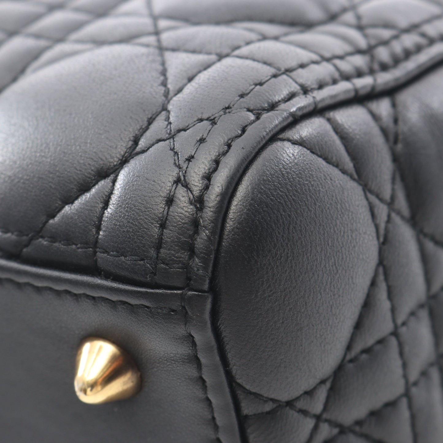 LADY DIOR レディディオール 2WAY ハンドバッグ レザー ブラック クリスチャンディオール バッグ Christian Dior
