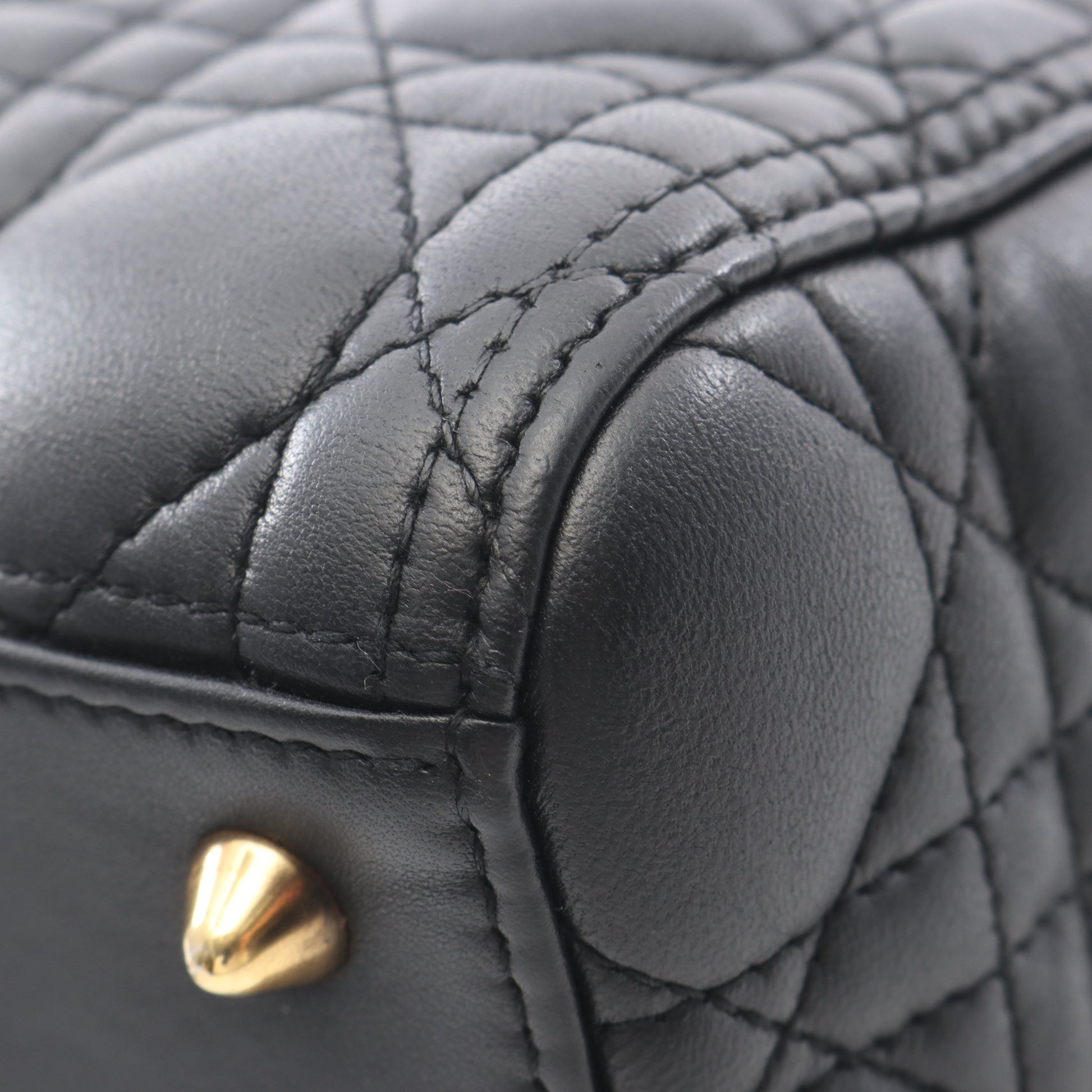 LADY DIOR レディディオール 2WAY ハンドバッグ レザー ブラック クリスチャンディオール バッグ Christian Dior
