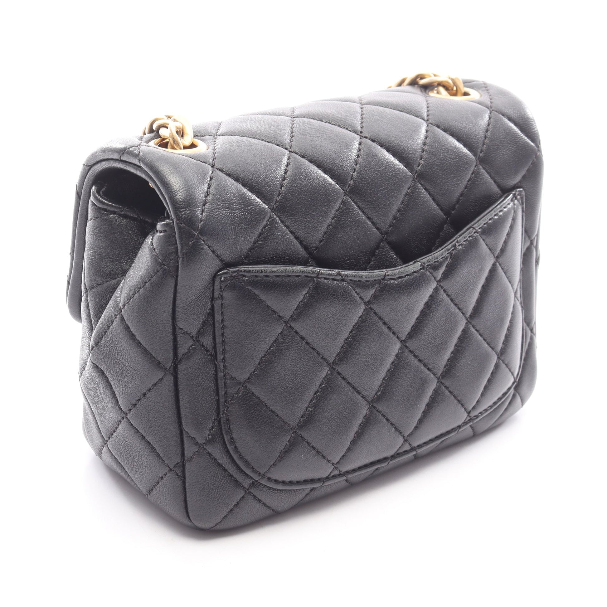 ミニマトラッセ チェーンショルダーバッグ ラムスキン ブラック ゴールド金具 シャネル バッグ CHANEL