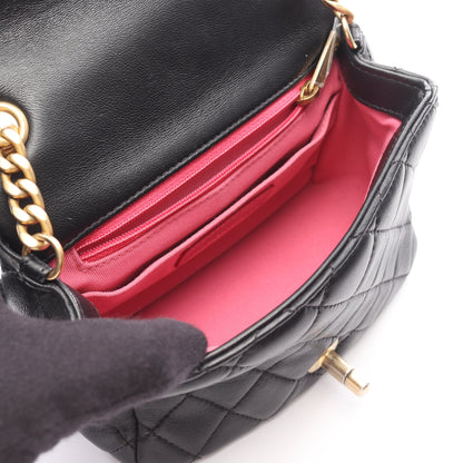 ミニマトラッセ チェーンショルダーバッグ ラムスキン ブラック ゴールド金具 シャネル バッグ CHANEL