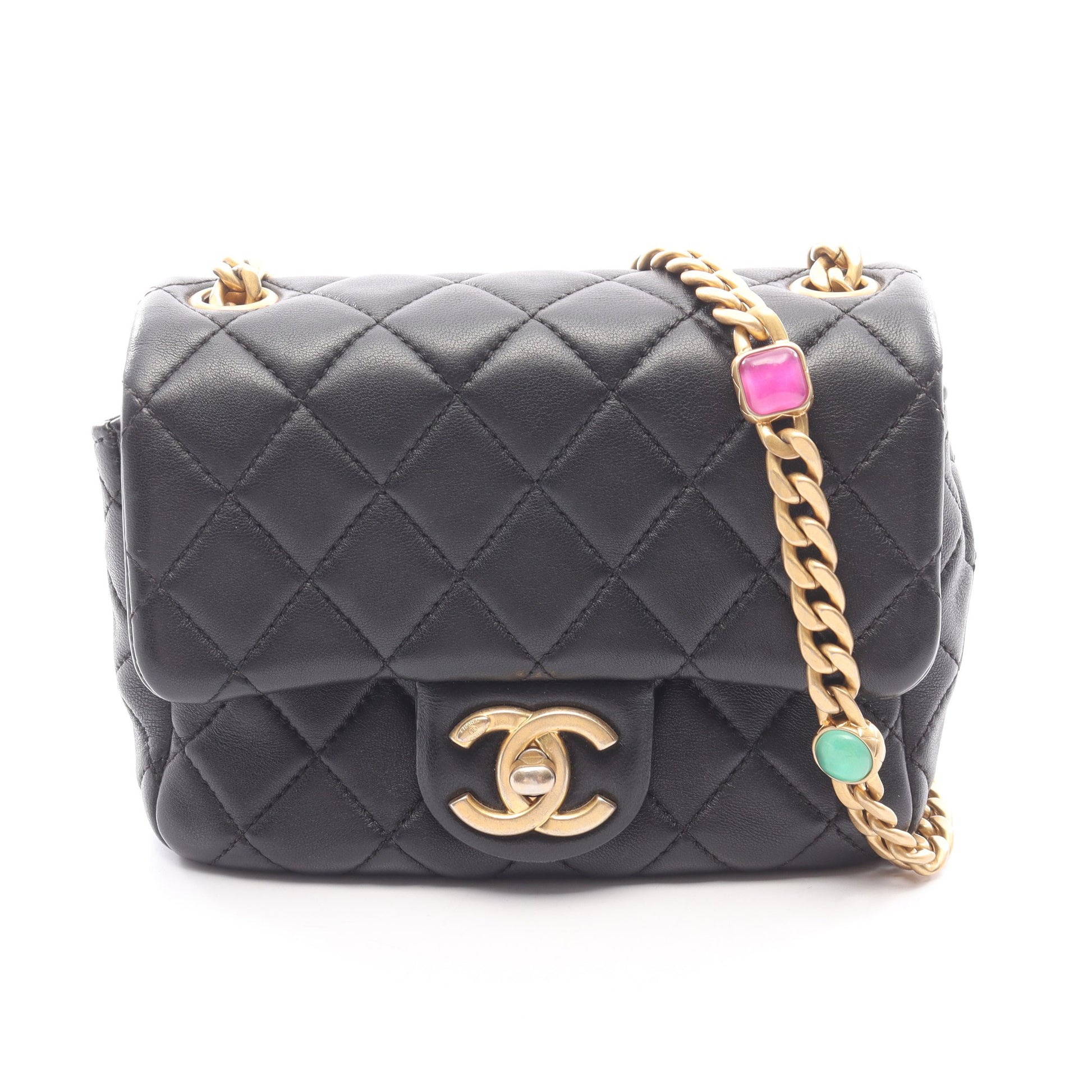 ミニマトラッセ チェーンショルダーバッグ ラムスキン ブラック ゴールド金具 シャネル バッグ CHANEL