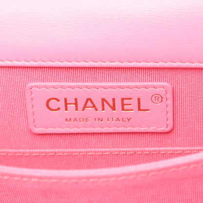 ボーイシャネル マトラッセ チェーンショルダーバッグ ラムスキン ピンク ゴールド金具 シャネル バッグ CHANEL