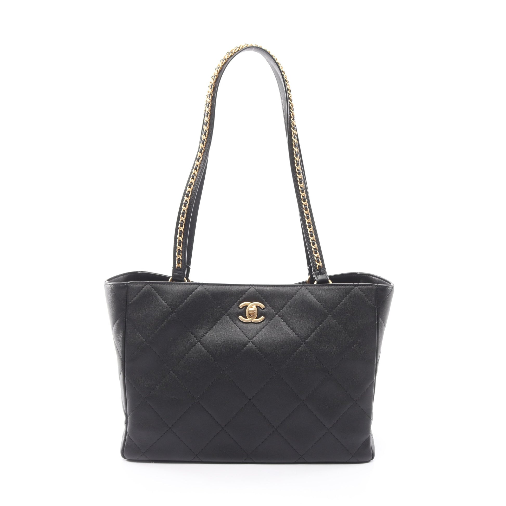 マトラッセ ショルダーバッグ トートバッグ レザー ブラック ゴールド金具 シャネル バッグ CHANEL