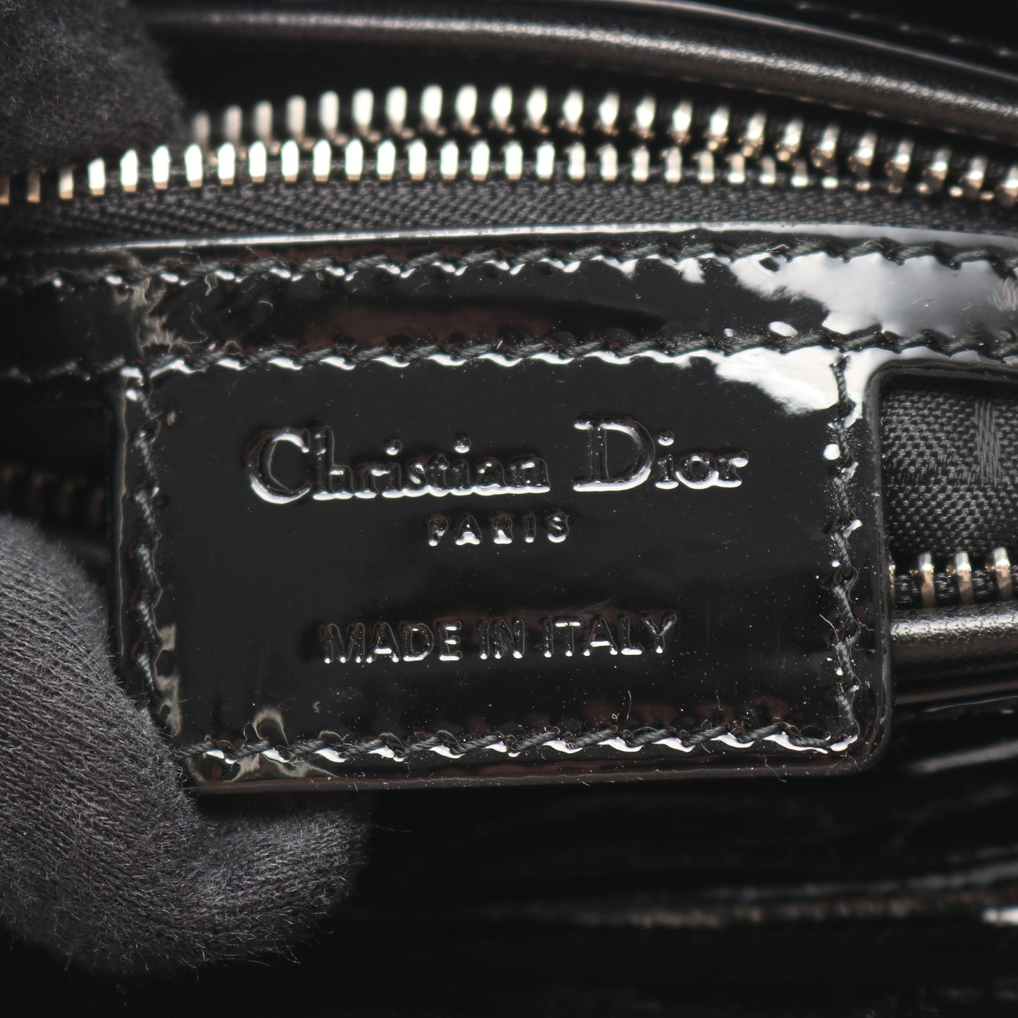 LADY DIOR レディディオール カナージュ 2WAY ハンドバッグ エナメルレザー ブラック クリスチャンディオール バッグ Christian Dior
