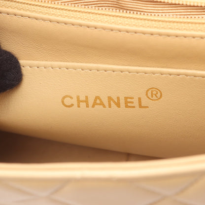マトラッセ ダイアナフラップ チェーンショルダーバッグ ラムスキン ベージュ ゴールド金具 シャネル バッグ CHANEL