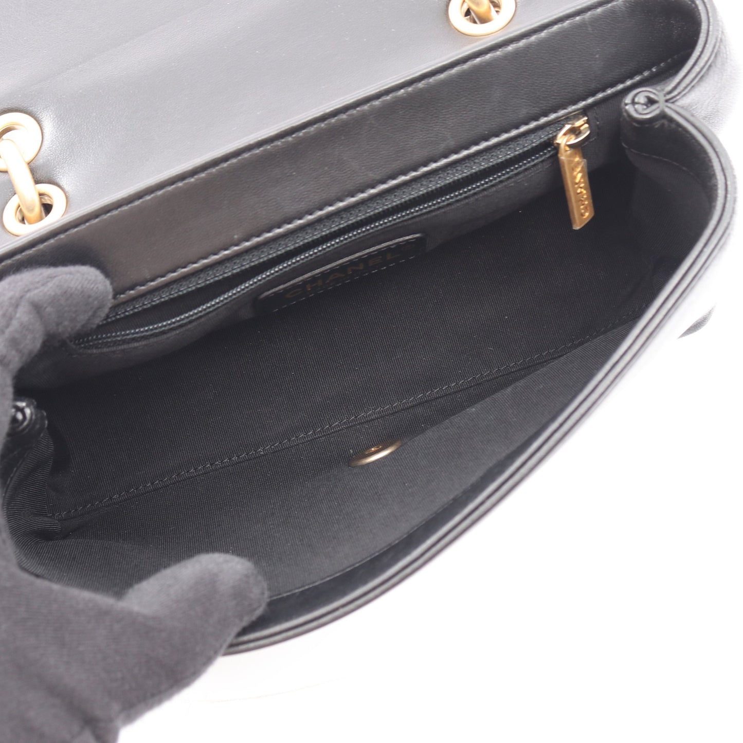 Vステッチ シェブロン 2WAY チェーンショルダーバッグ レザー ブラック ゴールド金具 シャネル バッグ CHANEL