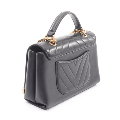Vステッチ シェブロン 2WAY チェーンショルダーバッグ レザー ブラック ゴールド金具 シャネル バッグ CHANEL