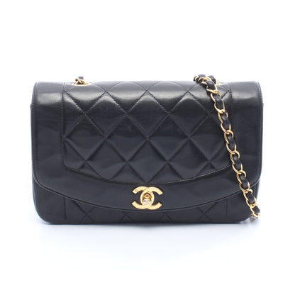 マトラッセ ダイアナフラップ チェーンショルダーバッグ ラムスキン ブラック ゴールド金具 シャネル バッグ CHANEL