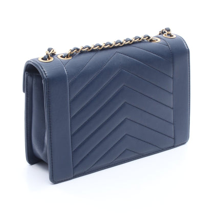 シェブロン Vステッチ チェーンショルダーバッグ ラムスキン ネイビー ゴールド金具 シャネル バッグ CHANEL