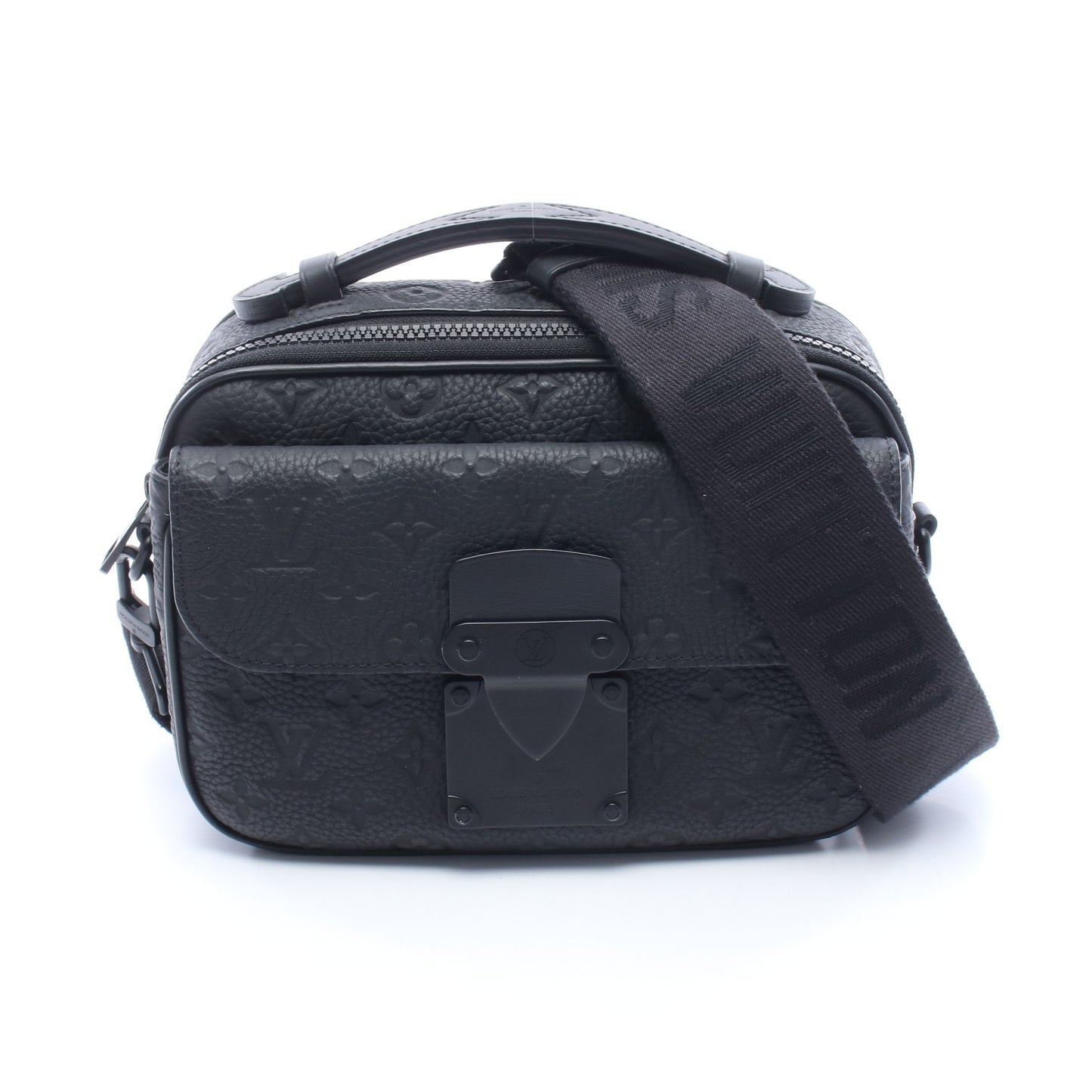 Sロック メッセンジャー モノグラム 2WAY ハンドバッグ レザー ブラック ルイヴィトン バッグ LOUIS VUITTON
