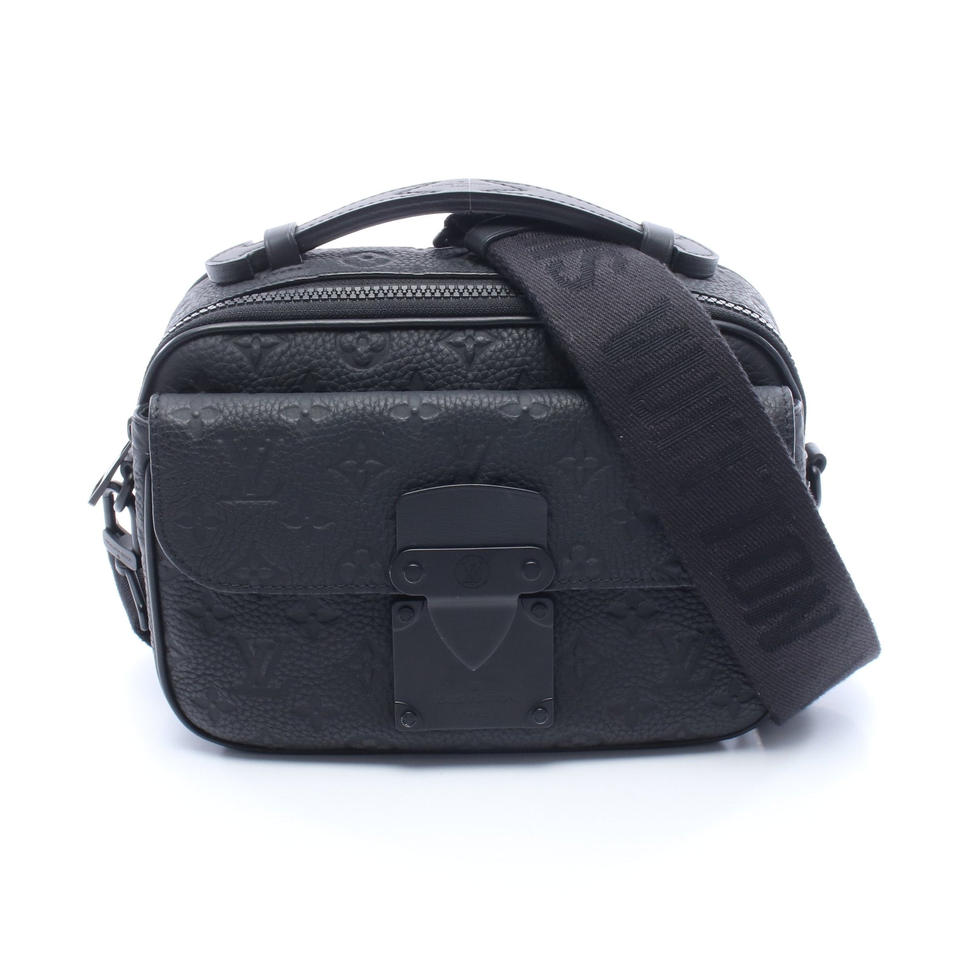 Sロック メッセンジャー モノグラム 2WAY ハンドバッグ レザー ブラック ルイヴィトン バッグ LOUIS VUITTON
