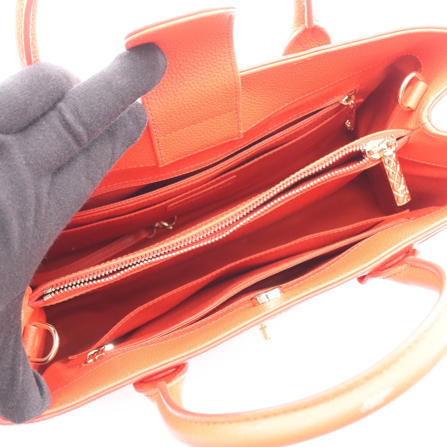 ネオエグゼクティブトート 2WAY ハンドバッグ トートバッグ キャビアスキン オレンジレッド ゴールド金具 シャネル バッグ CHANEL