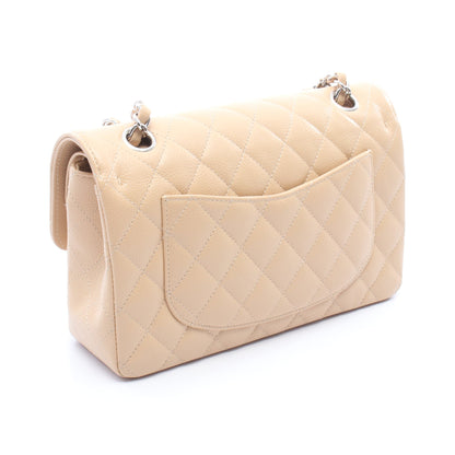 マトラッセ Wフラップ Wチェーンショルダーバッグ キャビアスキン ベージュ シルバー金具 シャネル バッグ CHANEL